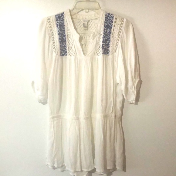 Forever 21 Tops - Forever 21 White High Low Peasant Boho Top